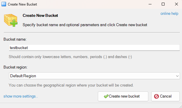S3Browser New bucket